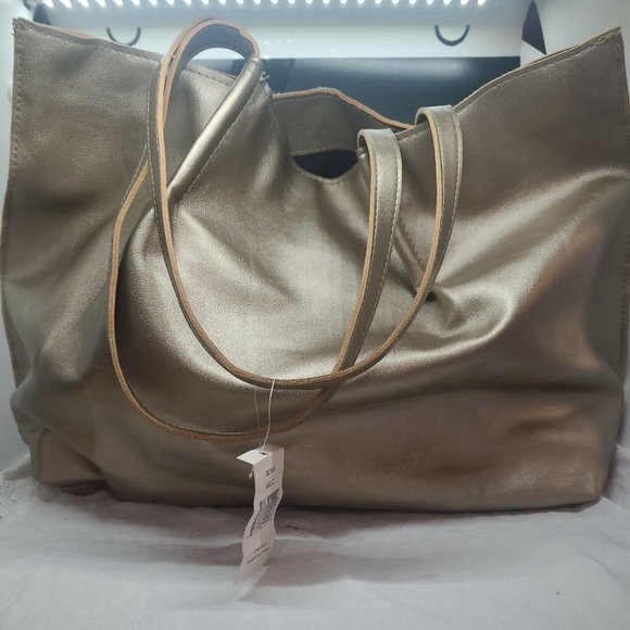 Saks Fifth Avenue Bags Nwt Large Saks Fifth Avenue Metallic Gold